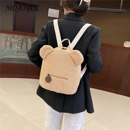Backpack Cute Bear Ear Fleece Teens Travel Fashion School Bag