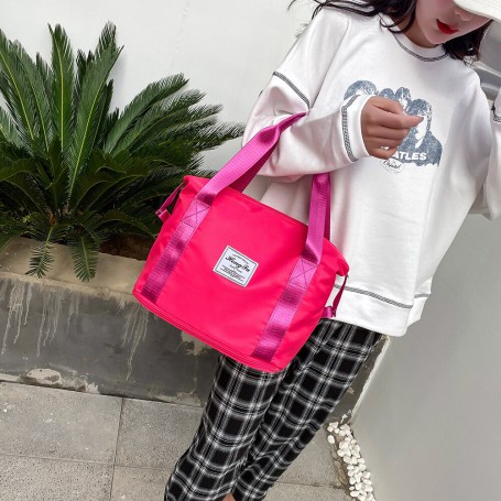 Women Men Fitness Travel Solid Color Luggage Bag Foldable Sports Large Capacity Handbags