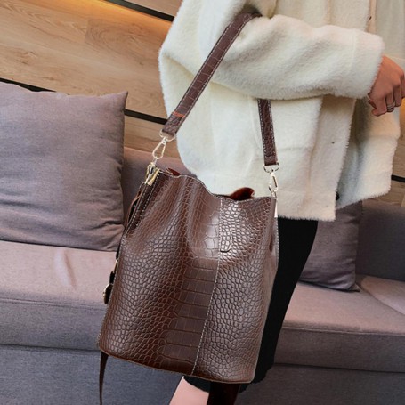 Vintage Crocodile Pattern Crossbody Bags For Women PU Leather Trend Designer Shoulder Handbags