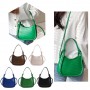 Ladies Designer Zipper Handbag Party Solid Color Crescent Shape Shoulder Bag