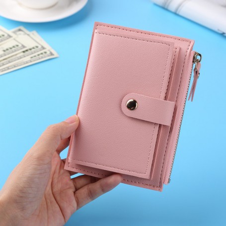 Mini Coin Purse Wallet Fashion PU Leather Multi-slot Card Holder Ladies Casual Pocket with Zipper