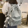 New Solid Color Backpack Women Waterproof Nylon Cute School Bag