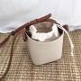 Canvas Shoulder Handbag for Ladies Fashion Casual Contrasting Colors Drawstring Bucket Bag