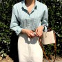 Canvas Shoulder Handbag for Ladies Fashion Casual Contrasting Colors Drawstring Bucket Bag