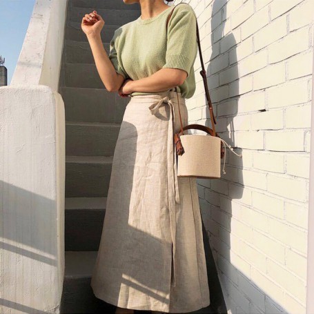 Canvas Shoulder Handbag for Ladies Fashion Casual Contrasting Colors Drawstring Bucket Bag