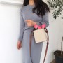 Canvas Shoulder Handbag for Ladies Fashion Casual Contrasting Colors Drawstring Bucket Bag