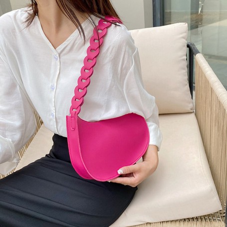 Solid Color PU Leather Small Top-Handle Bags for Women Casual Chain Ladies Shoulder Handbags