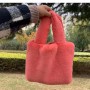 Women Soft Plush Hand Bag Solid Color Faux Fur Small Travel Bag Female Warm Fluffy Tote Bags