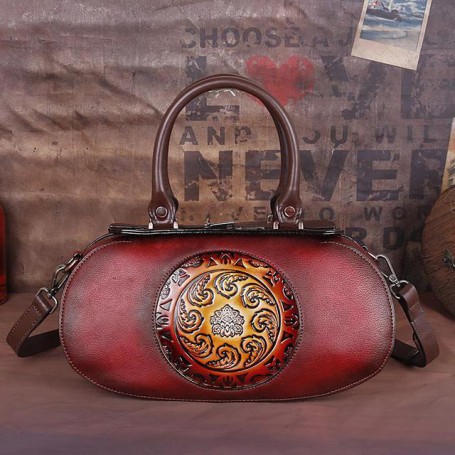 New Genuine Leather Handbag For Women Retro Embossed Crossbody Bag Soft Cowhide Luxury Bags