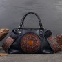 Retro Handmade Women Handbag For Ladies Genuine Leather Bohemian Style Soft Cow Boston