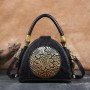 Retro Women Handmade Embossed Handbag High Quality Leather Shoulder Bag Luxury Vintage Bags