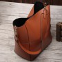 Women Real Genuine Leather Tote Bag Black Bucket Luxury Famous Brands