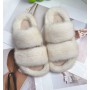 Mink Hair Slippers Flat Bottom Leisure Fur Home Slippers Women Wear