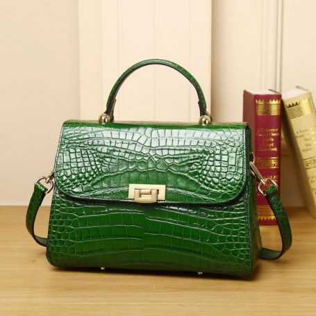 Trend Women's  Genuine Leather Crocodile Pattern Shoulder Crossbody Bag Luxury Designer Handbag
