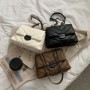 Famous Brand Luxury Handbags Female Shoulder Crossbody Chain Cute Leather Black Stylish Petty Square