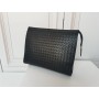 Fashion Leather Men's Clutch  Handbag Brand Woven Classic Black Large Capacity Envelope Bag