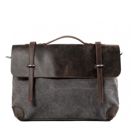Man Cowhide Crazy Match Canvas Single Package Male Package Business Affairs Leisure Time Portable Oblique Satchel Briefcase