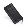 100% Genuine Leather Women's Wallets High Quality Sheepskin Zip  Hand Knit Style Long Wallet
