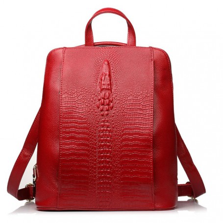 100% High Quality Genuine Leather Knapsack Ladies Crocodile Pattern Backpack Girl Travel Bags
