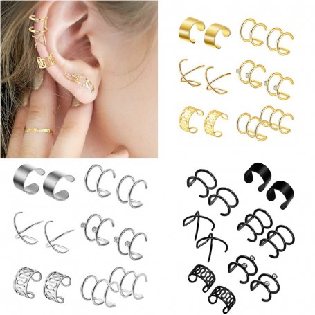 12 Pcs/set Punk Simple Wrap Earring Set For Women Clip No piercing Ear Cuff Fashion Female Jewelry Gift