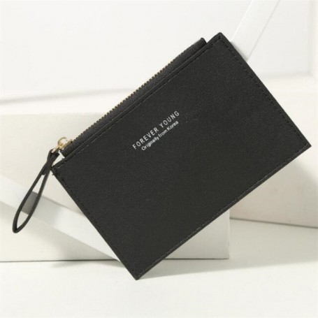 Women's Card Wallet Zipper Plaid Pattern