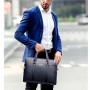 Men Leather Business Handbag Briefcase Double Layers Male Laptop Travel Bag