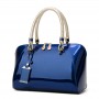 Women's Patent Leather Boston Bag Solid Color Large Capacity Handbag Diagonal Bag