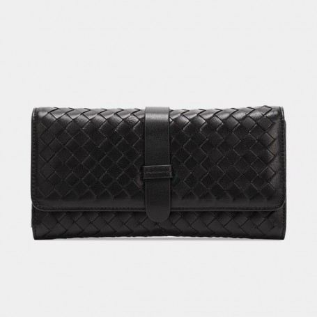 Women's Luxury Brand Wallet Long Woven Leather Sheepskin