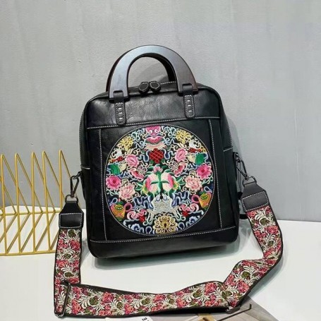 Women's Shoulder & Crossbody Bag Handmade Embroidery Leather