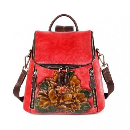 Women's Retro Large Capacity Leather Backpack Fashion