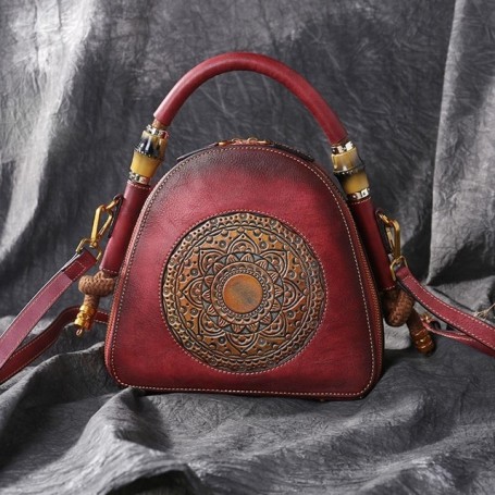 Luxury Handmade Embossed Handbags Ladies Genuine Leather Shell