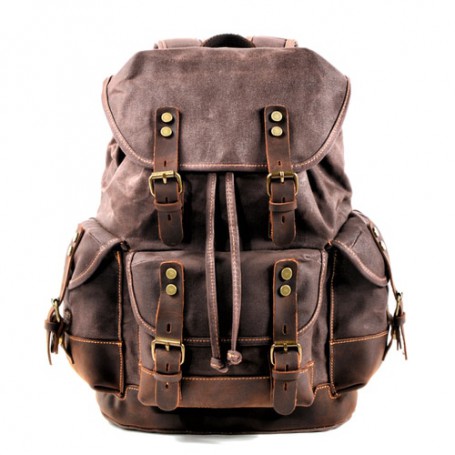 Men's Vintage Waterproof Waxed Canvas Backpack Bag