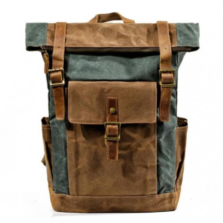 Men's Luxury Vintage Canvas Backpack Oil Wax Waterproof Bag