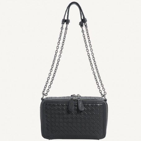 Women's Authentic Leather Sheepskin Woven Shoulder Bag