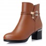 Women Genuine leather Boots slope with thick warm ankle boots plus size 35-43