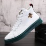 Sneakers Embroidered Bee High-top Shoes Lace-up Leather Ankle Boots Male Skateboard Shoes Basketball Sneakers