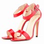 Ladies Patent Leather Sandals Fashion Party Dress Ankle Strap Open Toe Stilettos Thin High Heels