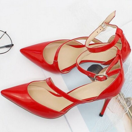 Roma Women's Black Sandal Thin Heel 8.5cm High Heels Sexy Pointed Toe Sandals