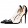 New Fashion Women's Elegant Patent Leather PVC Pumps Stiletto Red High Heels Pointed Shoes Big Size
