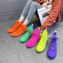 High Top Women's Sneakers ashion Candy Colors Outdoor Leisure flats Comfortable Walking Lace-Up Vulcanized Shoes