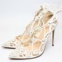 Elegant Ankle Cross Straps Red Green Champagne Color Sandals Women Hollow Out High Heels Sexy Pointed Toe Shoes C007A