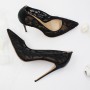 Black White Mesh Lace High Heels For Women Pointed Toe Pumps Sexy Woman Party Prom Shoes D017A