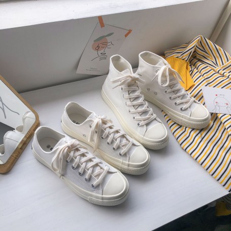 Women Shoes Female Student Korean Version of Harajuku Style Breathable All-match Sneakers Tide All White Canvas Shoes