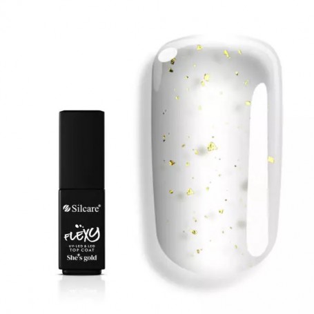 Flexy She\\\'s Gold Top Coat preparat nawierzchniowy z drobinkami 