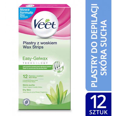 Veet plastry wosk do depilacji ciała skóra sucha 12 szt
