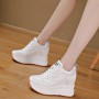 10cm Platform Wedge Sneakers Chunky Shoes Genuine Leather for Women
