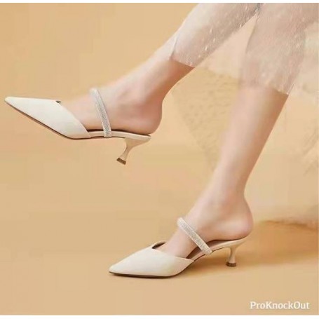 Women's Sandals Pumps Crystal Bow Knot Genuine Leather