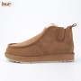 Men's Ankle Snow Boots Real Sheepskin Suede Leather Wool Fur