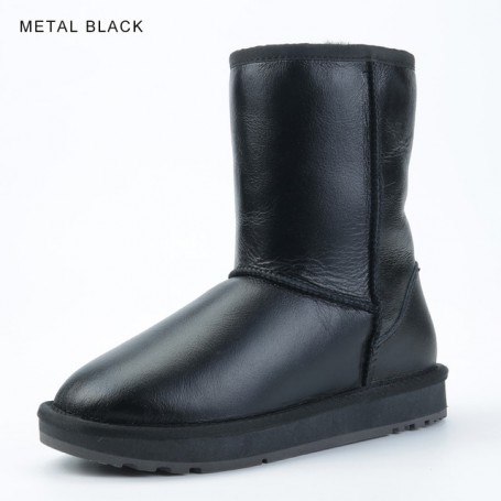 Men's Real Sheepskin Leather Wool Fur Snow Boots