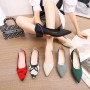 Women's Woven Single Shoes Mid Heel Shallow Knit Casual Pointed Toed